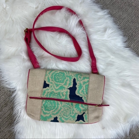 Fossil Tan/ Pink Boho Summer Spring Floral Crossbody Bag Purse - Picture 1 of 8